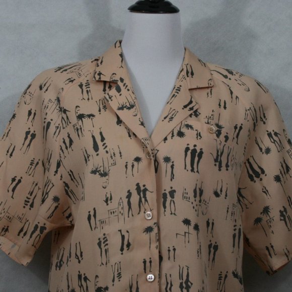 Liz Claiborne Pants - Vintage 70's Liz Claiborne Coral Pink Rayon Short Sleeve 2-pc Pantsuit SZ M EUC